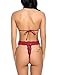 Avidlove Women Halter Lingerie Teddy Lace Mesh Babydoll Mini Bodysuit Dark Red M