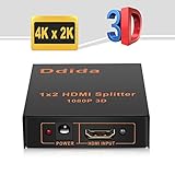 Hdmi Splitter,Ddida Powered Full HD 1080P V1.4 Support 4K/2K and 3D Resolution-1 Source To 2Displays