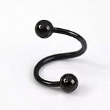 HuaYang Cool S Twist Nose Lip Eyebrow Ring Earring Nose Stud Unisex Body Piercing Jewelry 1Pcs(Black)