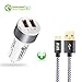 Quick Charge 3.0, iKits 30W Dual USB Car Charger Adapter, Rapid Charger 5V/2.4A+QC3.0 for Samsung Galaxy S7/S6/Edge/Plus/Note7/ 5/4, HTC, LG, iPhone 7/iPad Pro/Air 2/mini etc. + 4ft Mico USB Cable