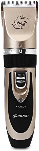 Professional Rechargeable Cordless Pet Hair Clipper with Grooming Kit for Small Large Dogs Cats House Animals,Champagne Gold,EU Plug