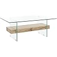 Safavieh Home Kayley Natural and Glass Coffee Table