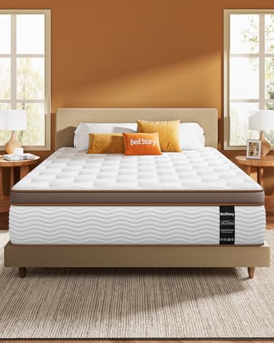BedStory Firm Queen Mattress 12 Inch - Hybrid Mattress for Extra Back and Lumbar Support - 365 Nights Trial & 10 Years Warranty - Upgrade Pocket Springs Bed Mattress in a Box with Cooling Gel Comfort