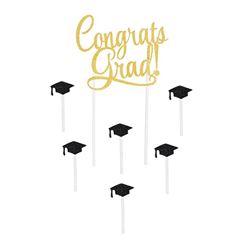 Click Here to See More Images Party Central Club Pack of 12 Golden Congrats Grad! Cake Topper Sets 8.5