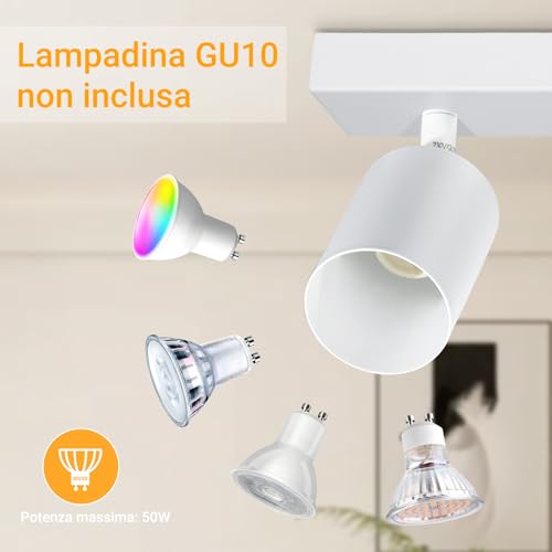 TaFiCo LED Ceiling Spotlight 3 Lights – Ceiling Light GU10 White – LED Ceiling Light Modern Swivel Spotlight for Living Room Bedroom Kitchen – Without Bulb