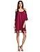 Milumia Women's Summer Cold Shoulder Crochet Lace Sleeve Loose Beach Dress Burgundy M