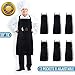 CHEFLUX [6pk] Adjustable Commercial Black Restaurant Aprons with 3 Large Pockets [Bulk] Chef Cooking Bib Apron for Kitchen Waitress [Unisex] Men Women [33 x 28 in] BBQ Painting Stylist [39 in tie]