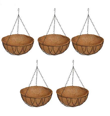 COIR GARDEN Metal Gardening Pots With Stand, 12 inch, 5 Pieces