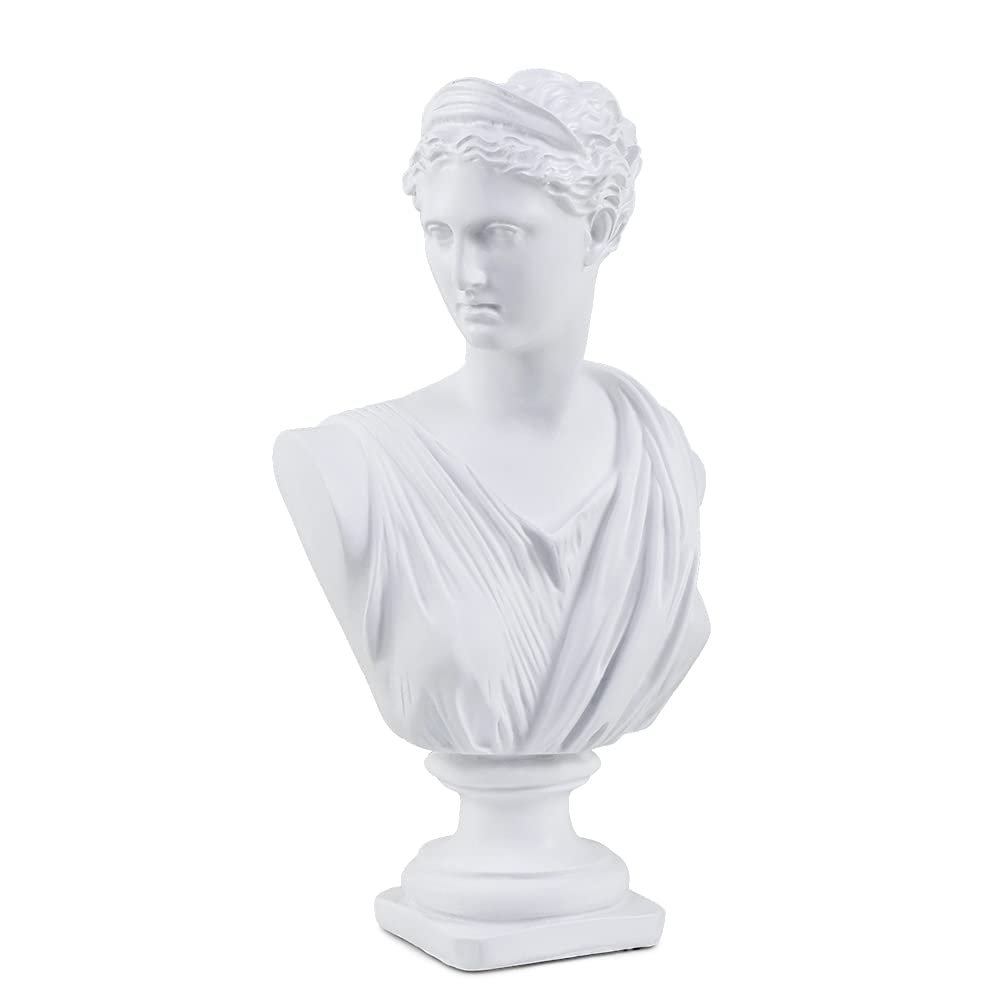 Photo 1 of 11.8 Inch Classic Greek White Athena Woman Bust Statue, Large Resin Roman Goddess Anna Sculpture for Home Décor