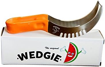 Wedgie Watermelon Cutter, Melon Slicer, Premium Corer Knife, Easy cutting- Non-Slip Easy Grip Silicone Handle Brushed Stainless Steel, Multiple Colors
