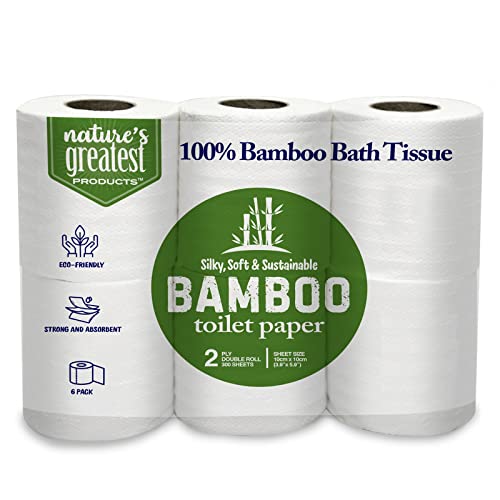 Bamboo Toilet Paper 6Rolls 2Ply Made From TreeFree, 100 Bamboo