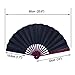 Metable Large Black Folding Fan Chinese Style Men Folded Fans Spun Silk Bamboo Hand Hold Props for Dancing Cosplay Home Office Wall DIY Decoration 13