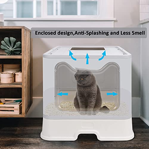 Orchid M TIM Cat Litter Box with Lid (Grey)
