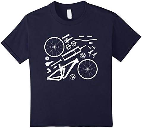 Kids Downhill Mountain Bike Enduro MTB Part Anatomy T Shirt 12 Navy