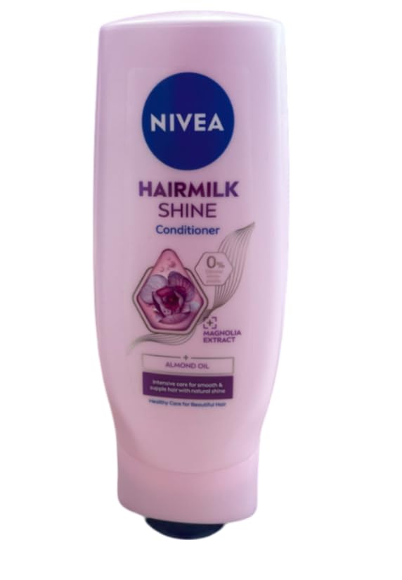 Nivea Hairmilk Conditioner Natural Shine Hair Natural Glow with Milk and Silk Proteins Balanced Ph Hydrates Deeply with Built-in Serum 200 ml Pack of 5