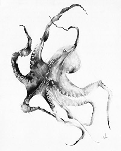 YUIEND Octopus Watercolor BW Canvas Wall Art Print 12x16 Inches