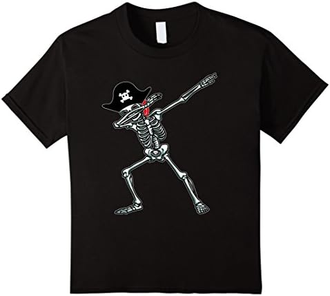 Kids Dabbing Skeleton T-Shirt Pirate Hat Dab Hip Hop Skull Gift 6 Black