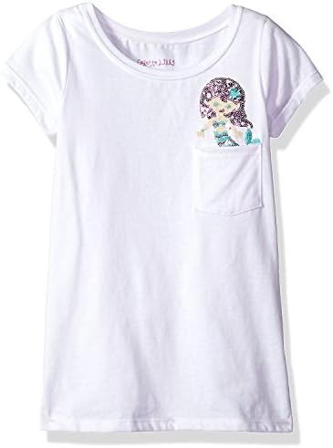 Colette Lilly Big Girls' Short Sleee Sequin Tee, White, 7/8