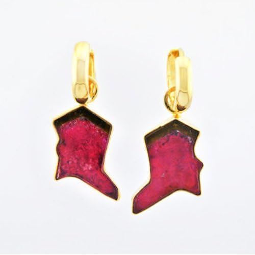 Watermelon Tourmaline Earring Jackets in 14K Gold Watermelon Tourmaline Slices Pink and Green Tourmaline Detachable Hoop Earrings Fine Handmade Jewelry