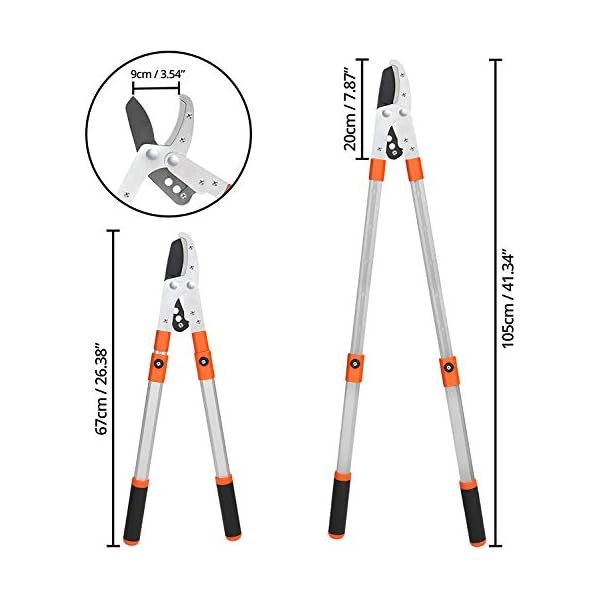 upstartech Astschere Teleskop, Astschneider für Zweige mit 45mm Durchmesser Gartengeräte, Verstellbare Griffen, Tote… – Bild 3