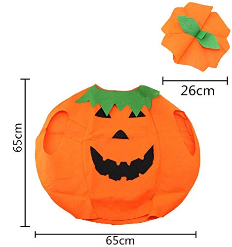 VGoodall Kinder Kürbis Kostüm, Kürbis Umhang mit Hut Mütze für Purkin Halloween Cosplay Party Kleidung Körpergröße 60-70cm