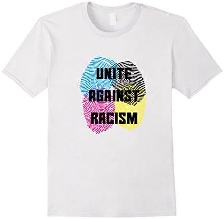 Mens Unite Against Racism T-Shirt | Anti Racism No Racism Shirts Large White