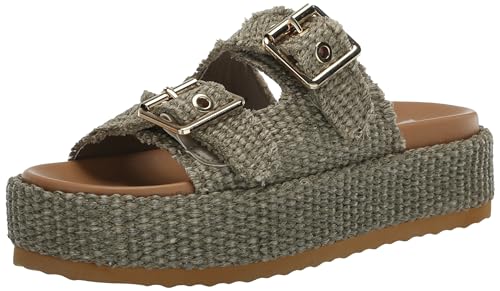 Steve Madden Women’s Karrigan Slide Sandal, Olive, 7.5