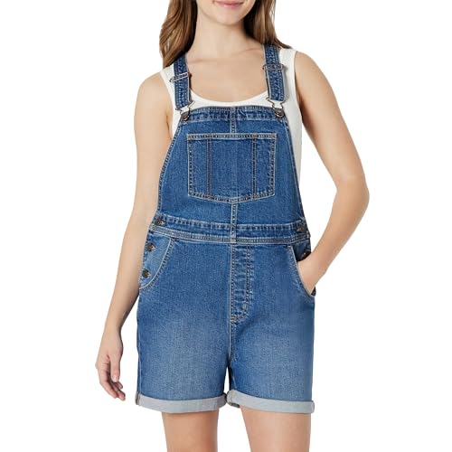 Amazon Essentials Women's Women's Medium Stretch Relaxed-Fit Denim Short Overal…