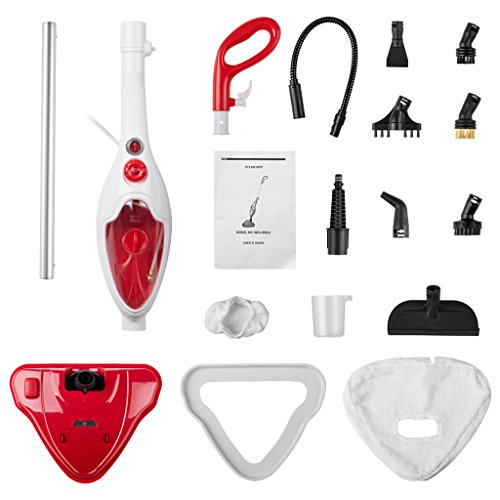 Steam Mop Cleaner, 1500w Multi-Surface All-In-One Floor Handheld Steam Cleaner Floor Steamer with 13 Accessories for Cleaning Tile Laminate Marble Sealed Hardwood Floors Carpet Furniture Fabrics Red - Thumbnail 6