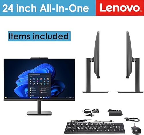 Lenovo 24 All-in-One Desktop Computer for Home Office, Intel Processor, 23.8