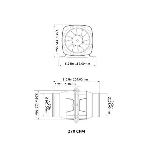 SEAFLO-4-In-Line-Marine-Bilge-Air-Blower-12V-270-CFM-Quiet-Boat-White