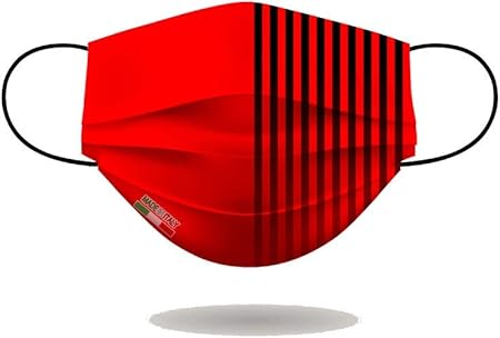 Mascherina ac milan - per viso con elastici, lavabile e sterilizzabile, unisex, made in italy (rosso nero) B089XFP8TZ