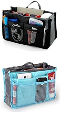 SyncTech Travel Insert Accessories Compartment Bag Durable Multi-Pocket Insert-Organizer Tote Bag (3.) Black - Blue)
