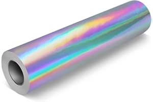 VViViD DECO65 Gloss Holographic Chrome Rainbow Lazer Silver Permanent Adhesive Craft Vinyl Roll (1ft x 15ft)