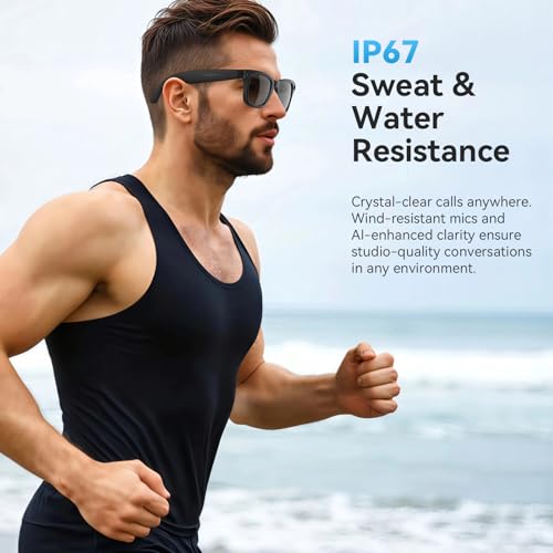 AI Smart Glasses with Camera and Bluetooth,8MP 2K Camera Glasses,AI Voice Control,Photo Recognition,Real-Time Translation,Smart Anti-Blue Light Glasses,IP67 Waterproof for Driving,Outdoor,+2 Lenses.