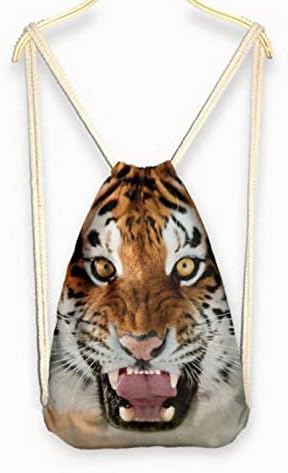 Pixel backpack - 2016 Womens Galaxy/Cat/Unicorn 3D Print Rope Backpack Bucket Canvas Bags Satchel style Tiger