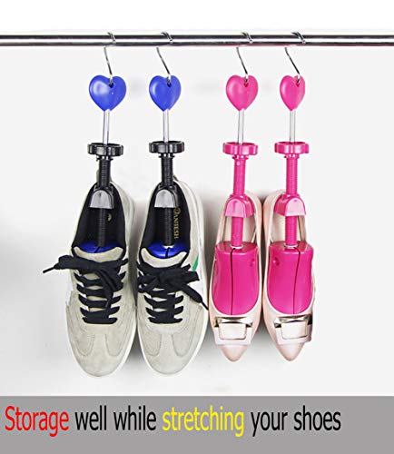 Shoe Stretcher Women, Pair of 4-way Adjustable Shoe Widener Expander to Stretch Length Width Height for Wide Feet, Tough Plastic Shoe Tree Shaper with Bonus 12 Bunion Plugs and 1 Hook, Medium - Thumbnail 4