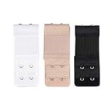 Tinksky 3pcs Women''s Elastic Bra Lingerie Extenders 2-Hooks 2 Rows Extension Straps in Different Colors (Black White Nude)