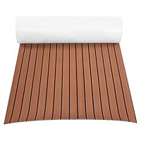 GOTOTOP Non-Slip Boat Flooring Decking Pad (35in x 94in x 0.24in), EVA Foam Faux Teak Marine Fit for Yacht (Dark Brown)