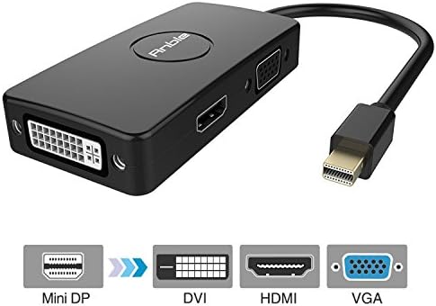 Anble 3-in-1 Mini DisplayPort (Thunderbolt Port) to HDMI/DVI/VGA Adapter Converter for Apple Mac Book Surface Pro - Black