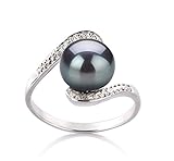 Chantel Black 9-10mm AA Quality Freshwater 925 Sterling Silver Pearl Ring