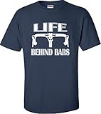Go All Out Screenprinting Large Navy Blue Adult Life Behind Bars Funny Bike Bicycle Funny T-Shirt