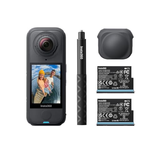 X4 Air Pack démarrage Noir Graphite - Caméra 360 8K, Appareil Photo vidéo étanche léger 165g, Perche à Selfie Invisible, objectifs remplaçables, Pare-Vent, dashcam pour vlog, Moto