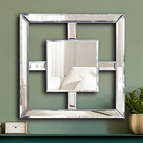 Square Mirrored Wall Decor Decorative Mirror WallMounted Accent