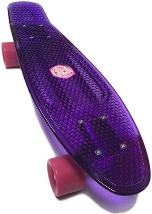 Mindtwister USA Zippy Flyer, Translucent Purple Plastic Skateboard W/Hot Pink Wheels