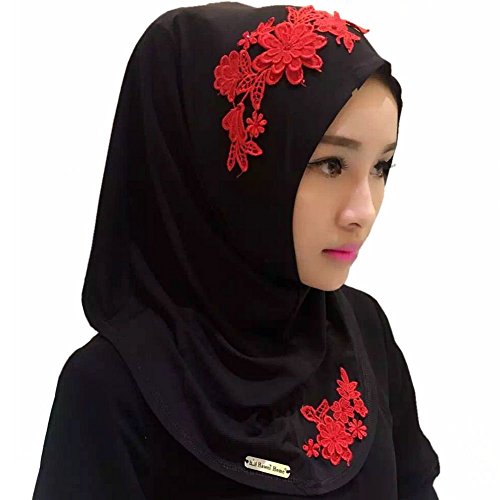 Ababalaya Lace Applique Ready to Wear Islamic Hijab, Color13