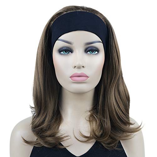 Lydell Long Straight Wavy Hair Wigs Headband Synthetic Wigs (Light Golden Brown)