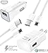 LG V35 USB Type-C Cable Quick Fast Wall Charger LG V30, G6, G5, V20, Samsung Galaxy S9, Note 9 Nexus 5X 6p, Google Pixel 2, HTC OnePlus 5, HTC U11 by ixir (Wall Charger + Car Charger + 2 Cable)