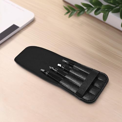 Tweezers Set - Professional Stainless Steel Tweezers for Eyebrows - Great Precision for Facial Hair, Splinter and Ingrown Hair Removal (Black)