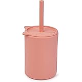 Silicone Toddler Cups with Straw, Straw Cup for Baby, Silicone Baby Cup 6 Months+, 5 oz (New-Orange)